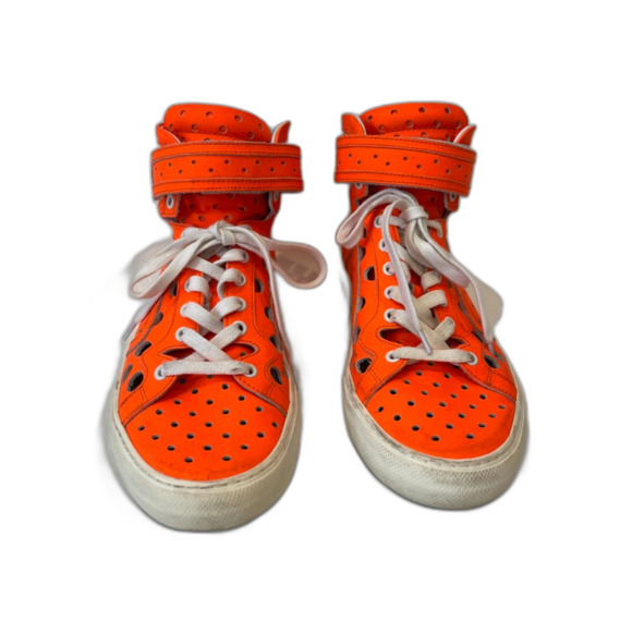 Pierre Hardy Punching Hi Top Sneakers Perforated Orange Size 40/US 9.5 Lace Up - Picture 4 of 9